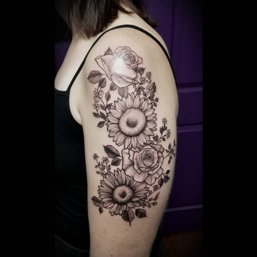 Flower Tattoo on Shoulder