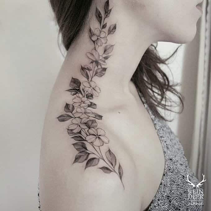 Flower neck tattoo 5