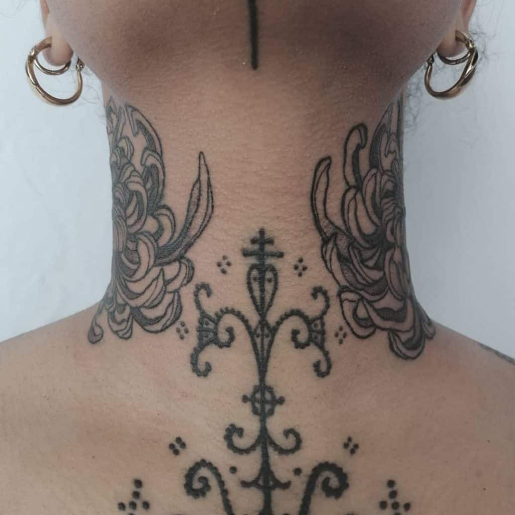 Women Front neck tattoo 4