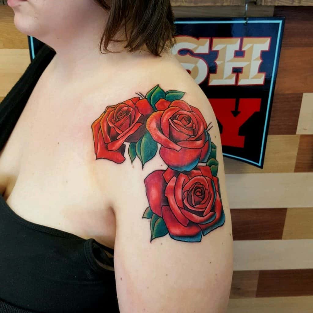 Giant Rose Shoulder Tattoo 