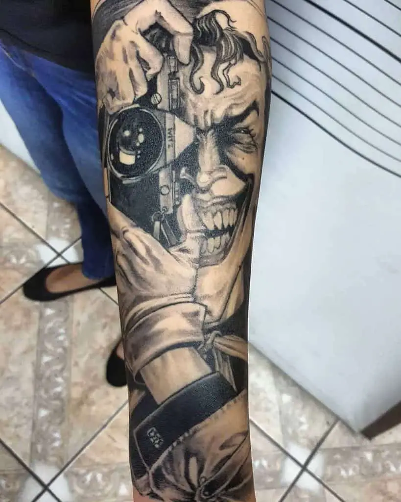 Joker Black And Grey Tattoo 3