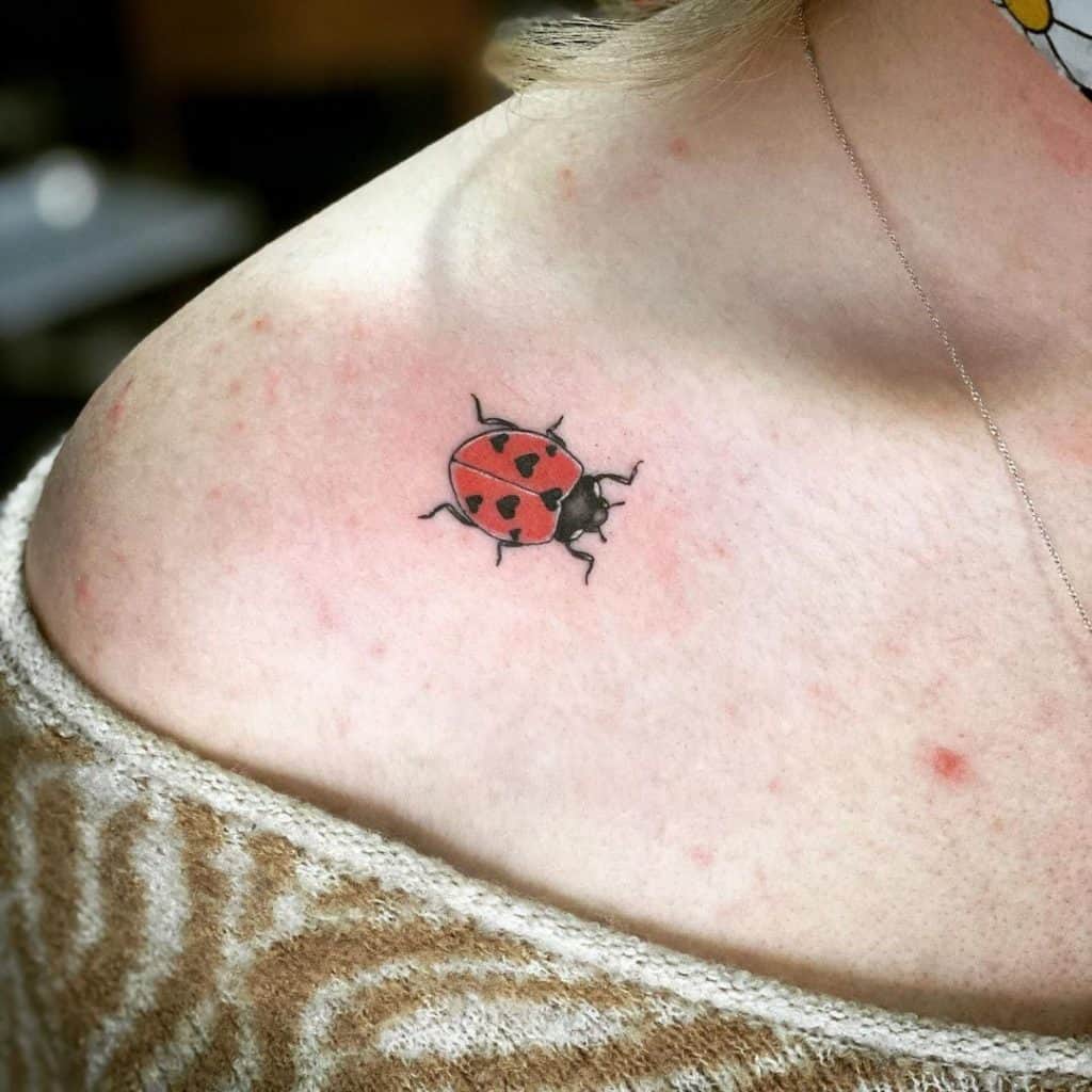 Ladybug Small Front Shoulder Tattoo 
