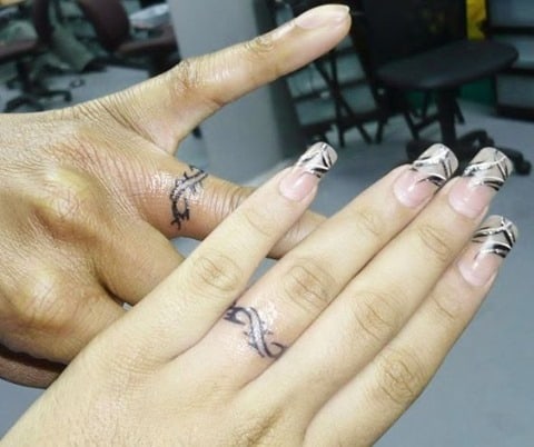 Matching Couple Tattoo Wedding Ring 2