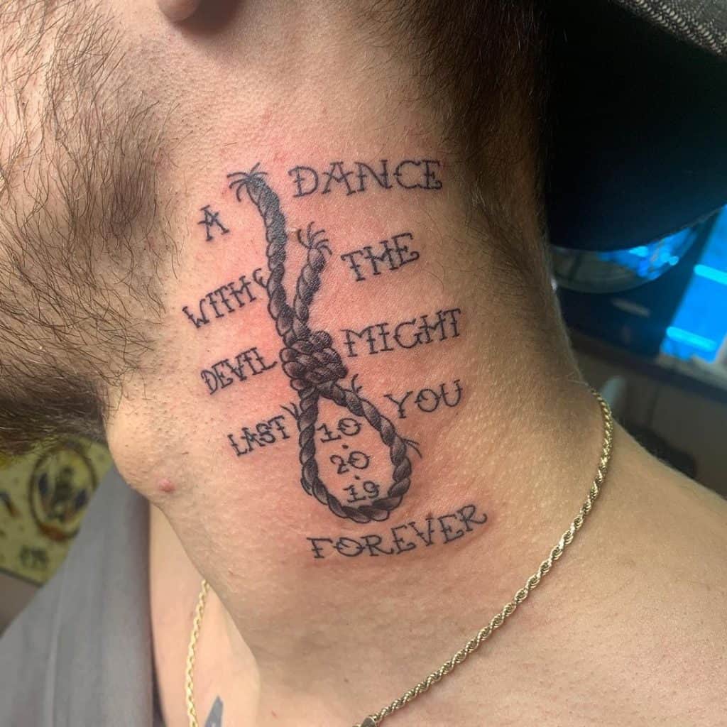 Neck tattoo with quotes and words to live by 1