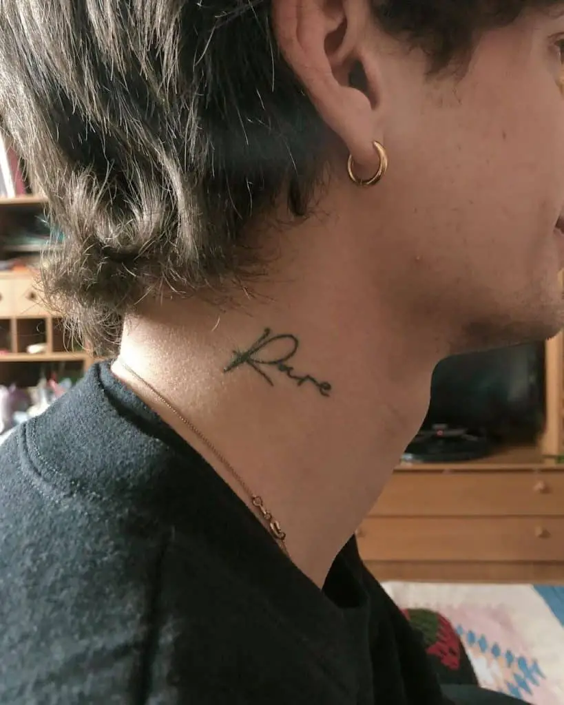 Neck tattoo with quotes and words to live by 3