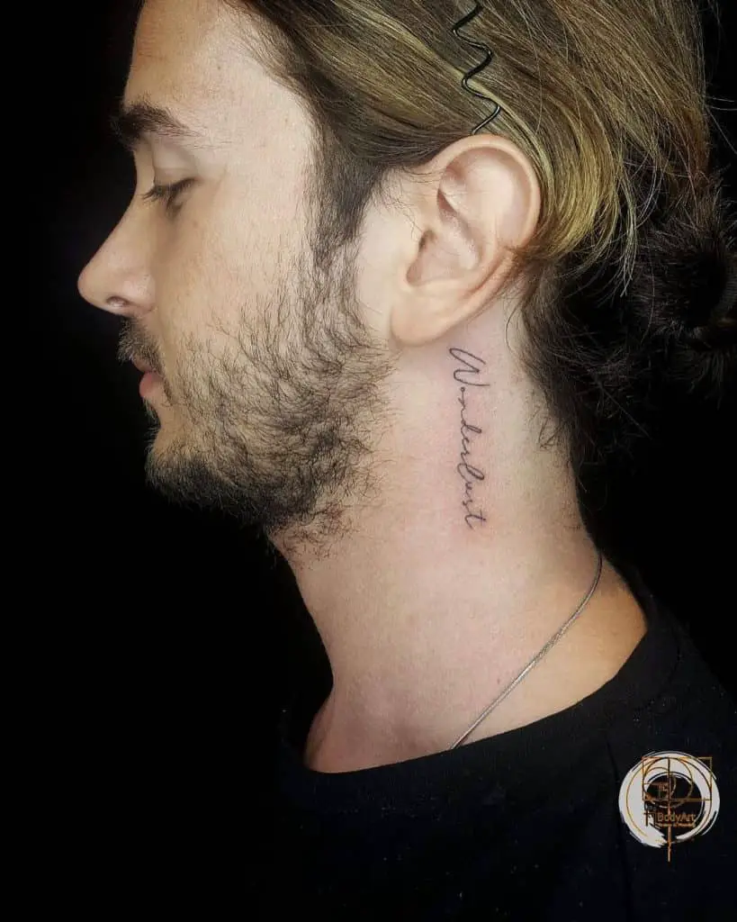Neck tattoo with quotes and words to live by 5