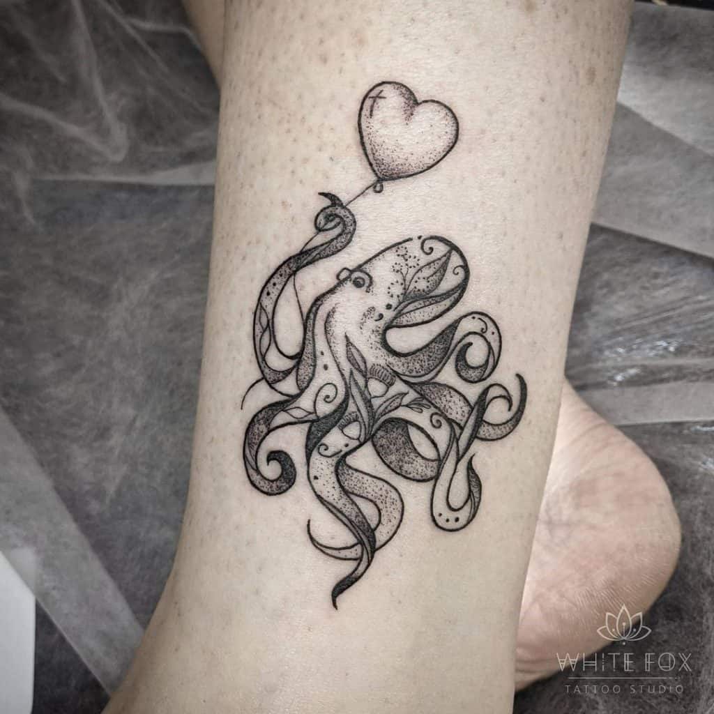 Octopus Ankle Tattoos Black Design 
