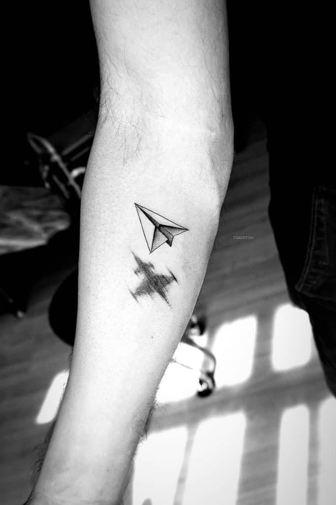 Paper Airplane Tattoo Black & White Idea
