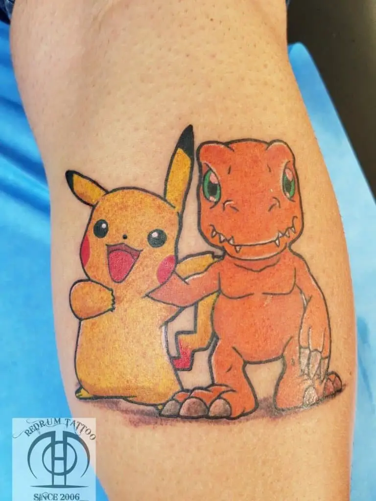 Pikachu Tattoo Small Design With Agumon