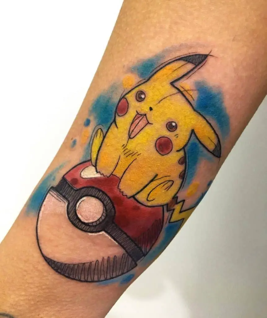 Pikachu Tattoo With A Pokeball 