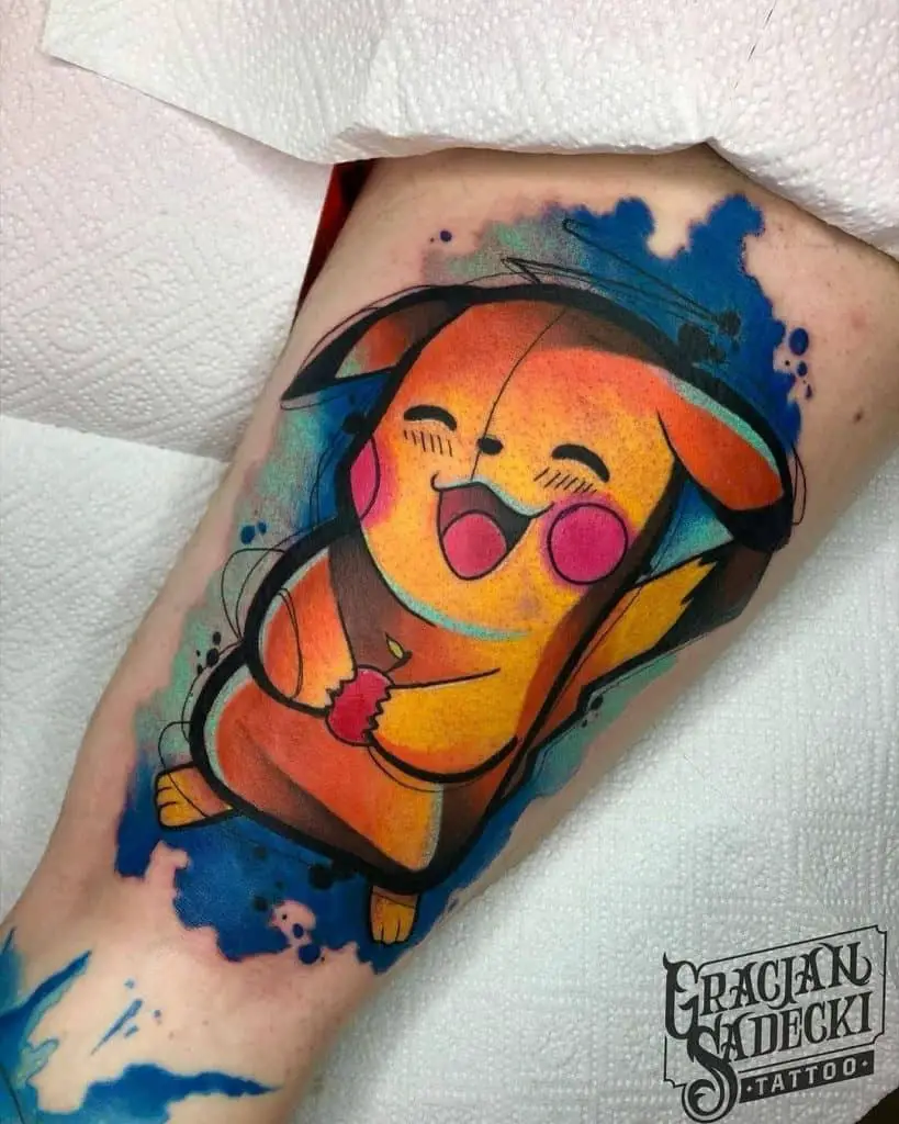Retro & Colorful Pikachu Tattoo 