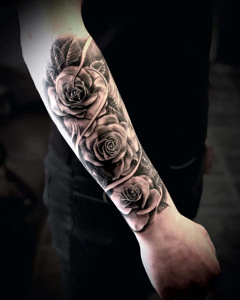 Roses Tattoo In Black and Grey 1
