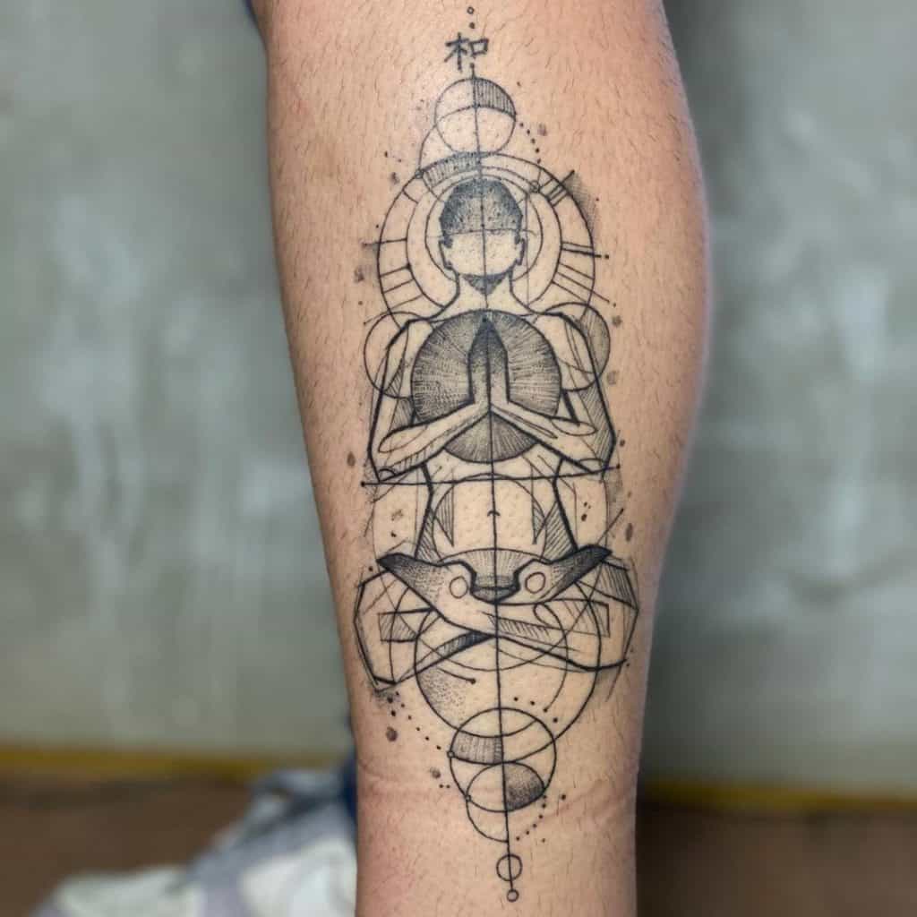 Round & Symmetrical Buddha Peace Tattoo 