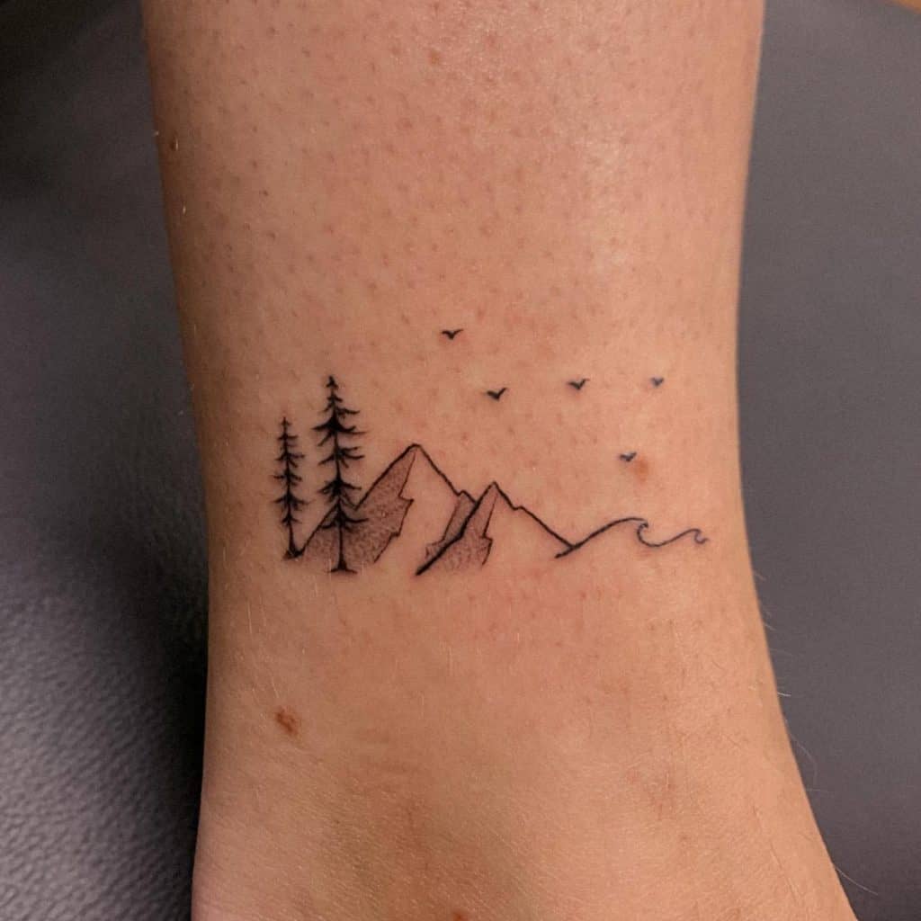 Simple Mountain Outline Tattoo 1