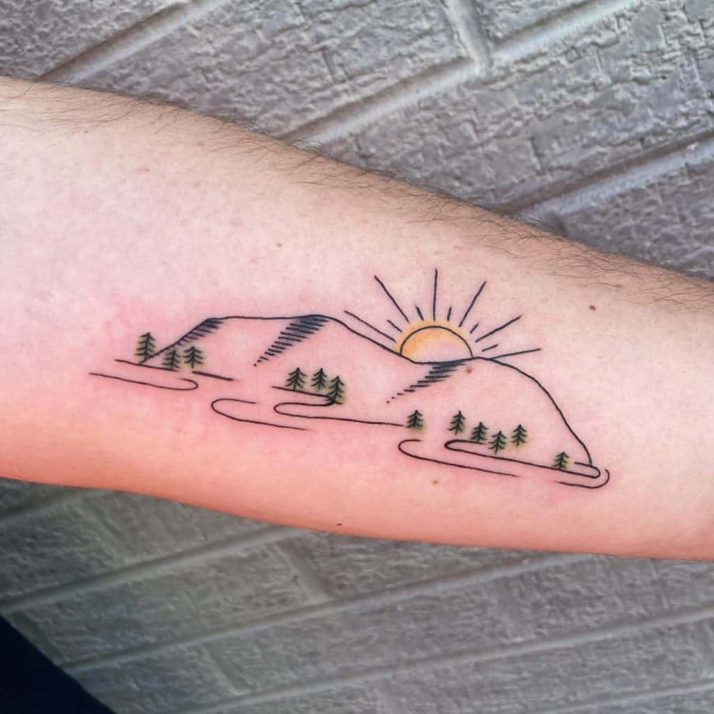 Simple Mountain Outline Tattoo 2