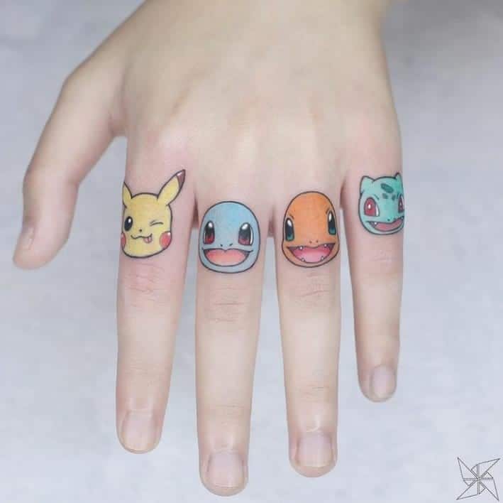 Small Pokemon Tattoo on Finger