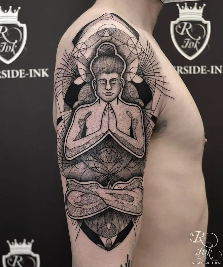 Symmetric Buddha Peace Tattoo 