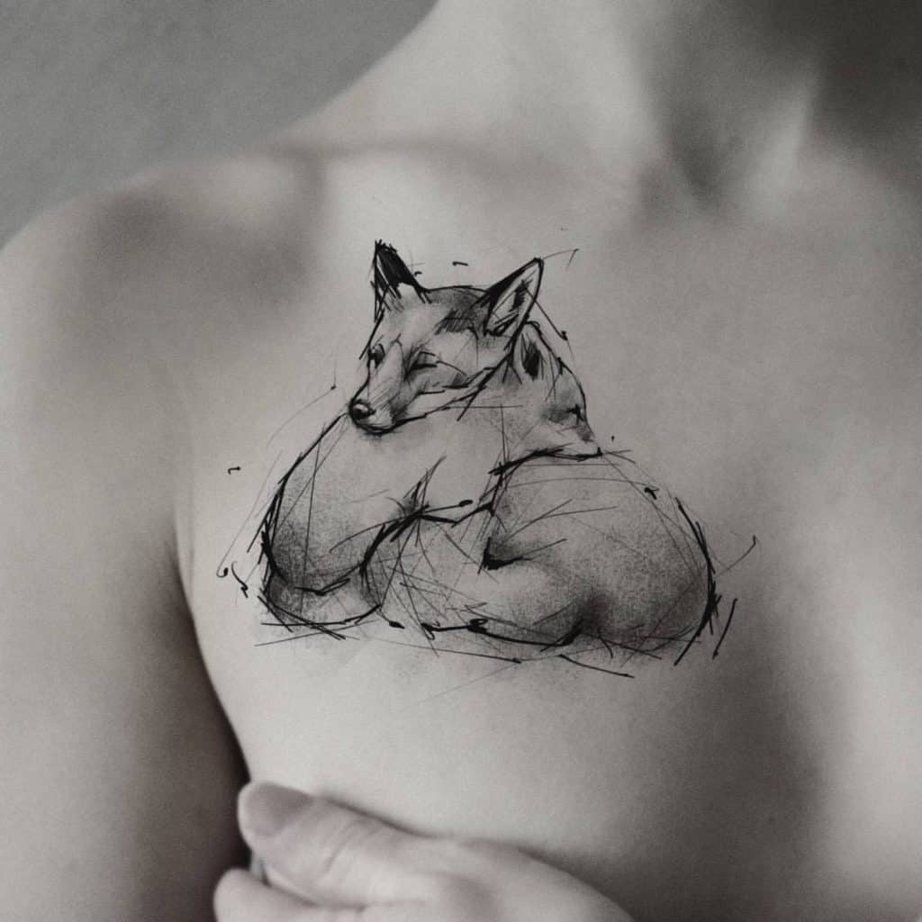 The Curled Fox Tattoo 1