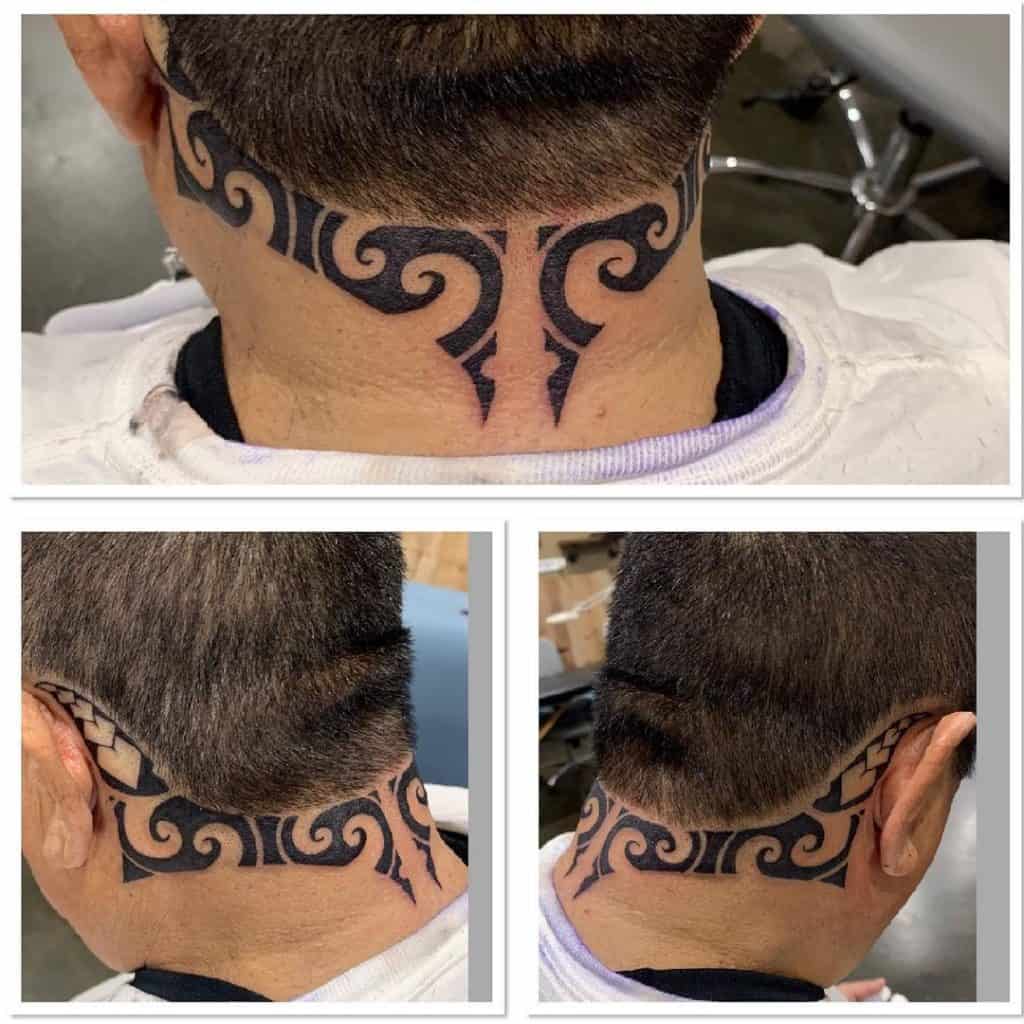 Tribal neck tattoo 1