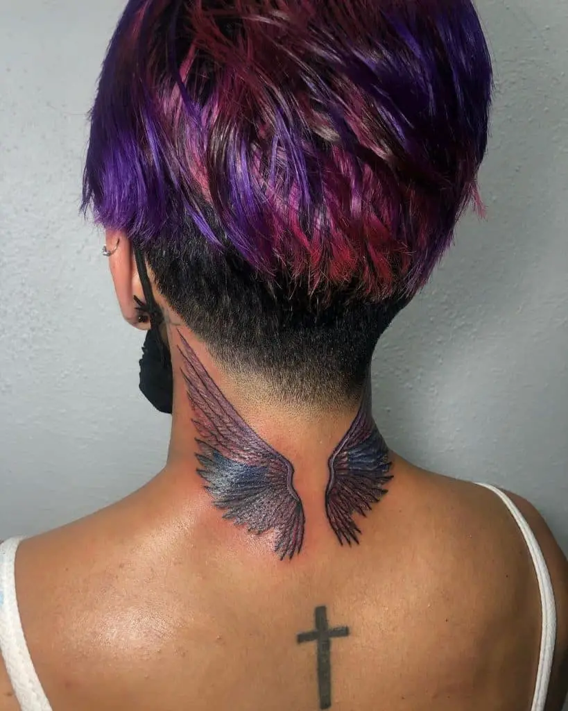 Wings neck tattoo 3