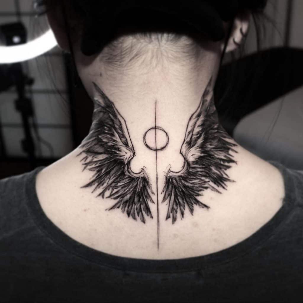 Wings neck tattoo 5