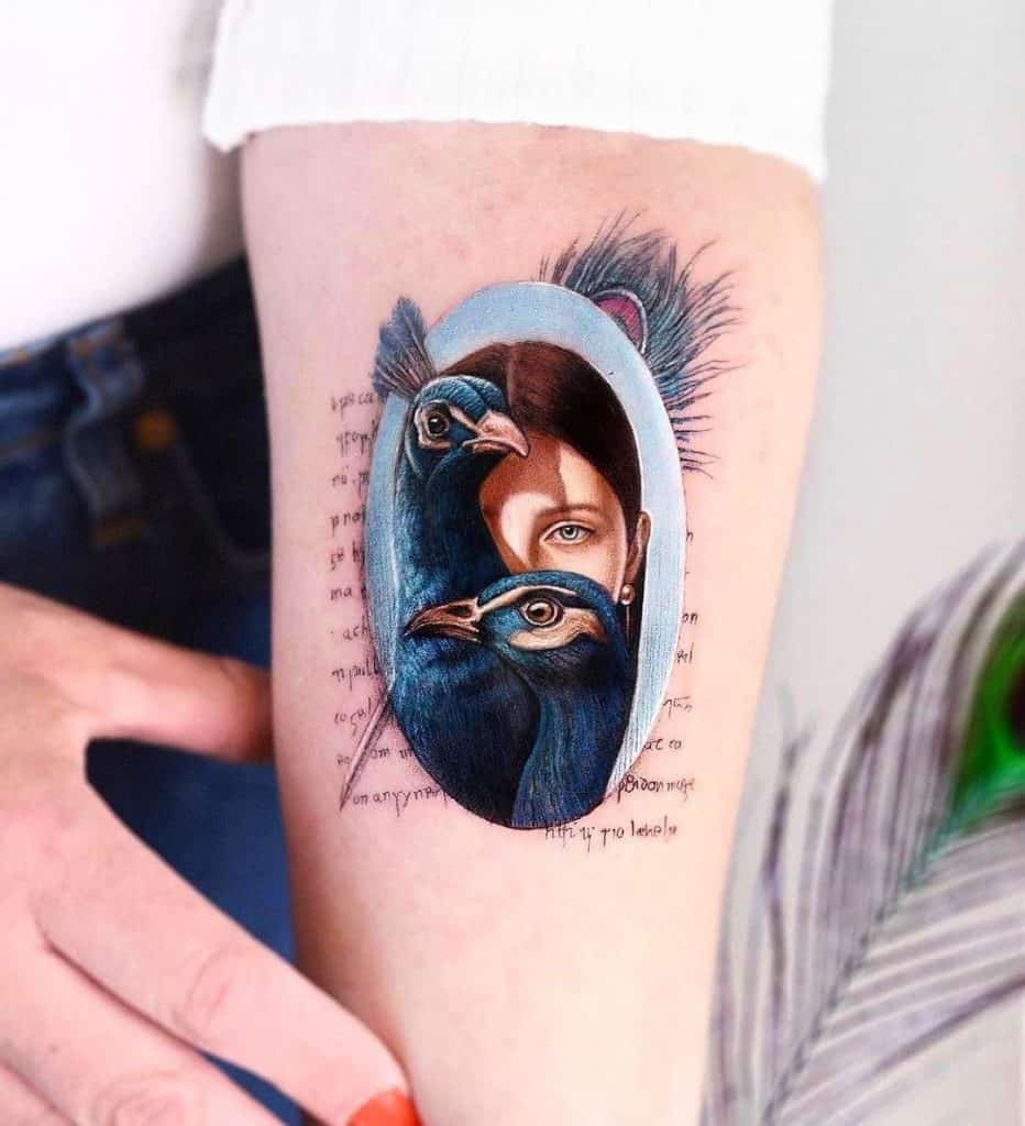 Artsy Forearm Peacock Tattoo Ink