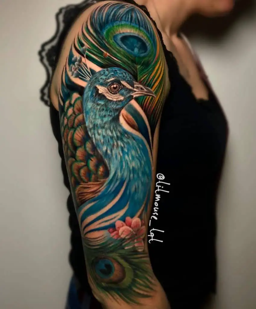 Artsy Peacock Tattoo For Women 