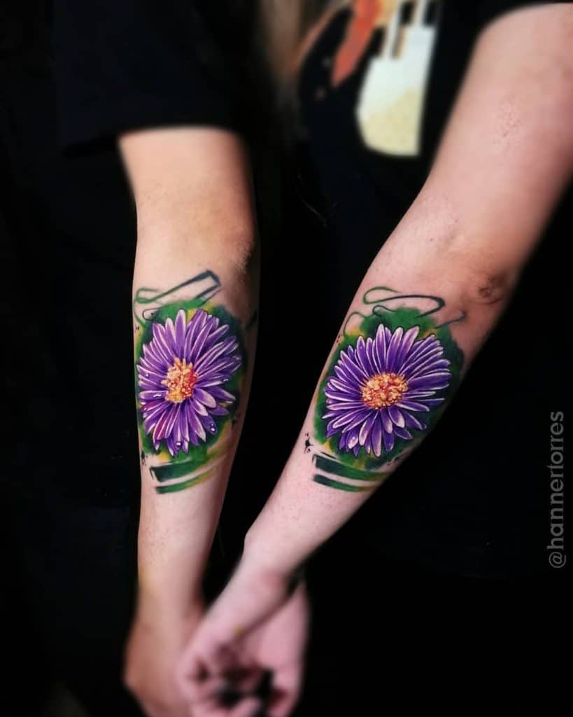 Aster Flower Tattoo 2