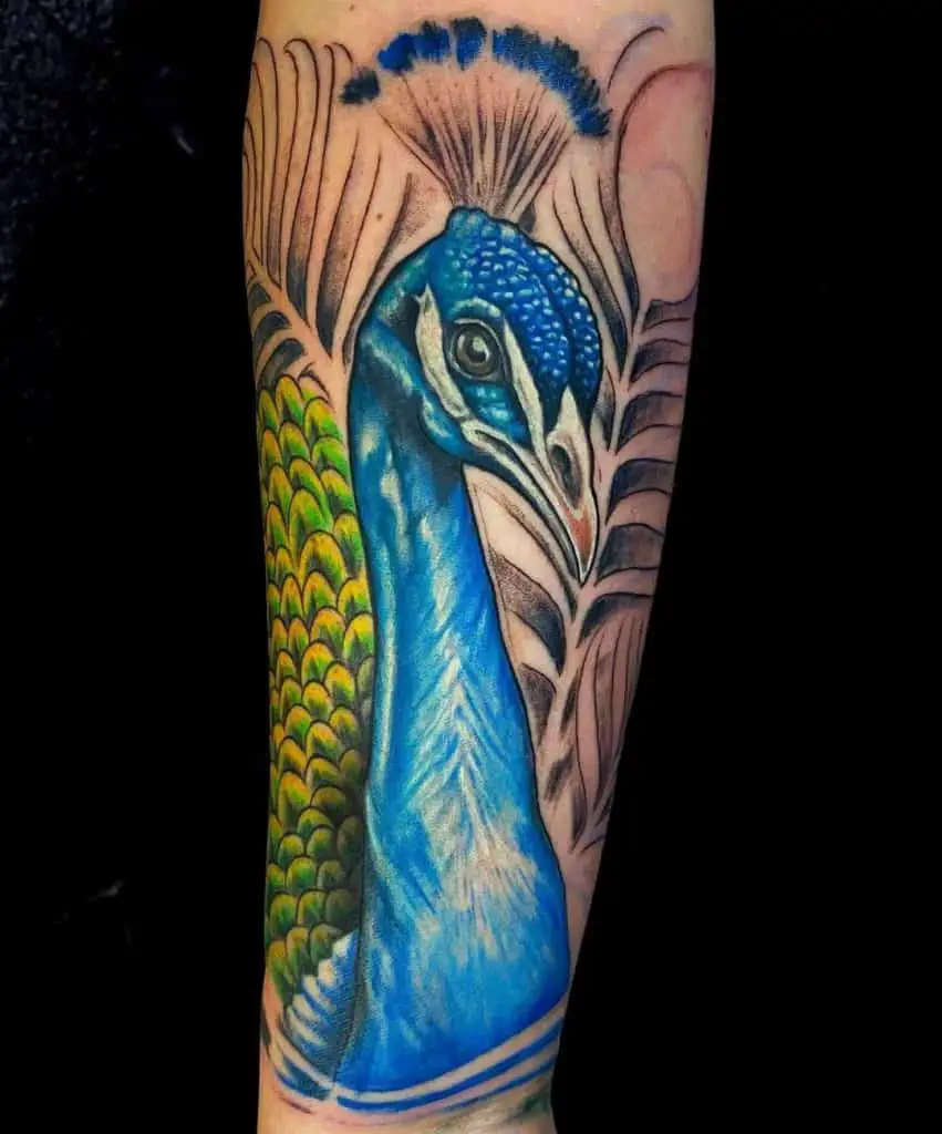 Bright Blue Peacock Tattoo Ideas