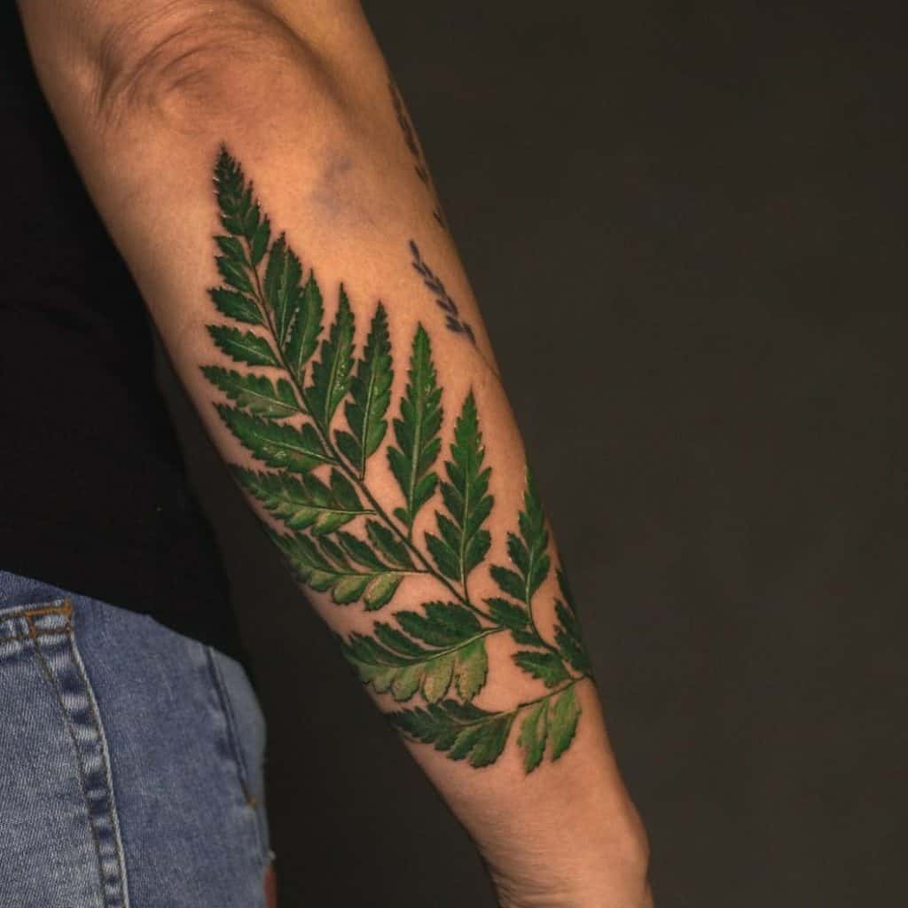 Dark Green Fern Tattoo Arm