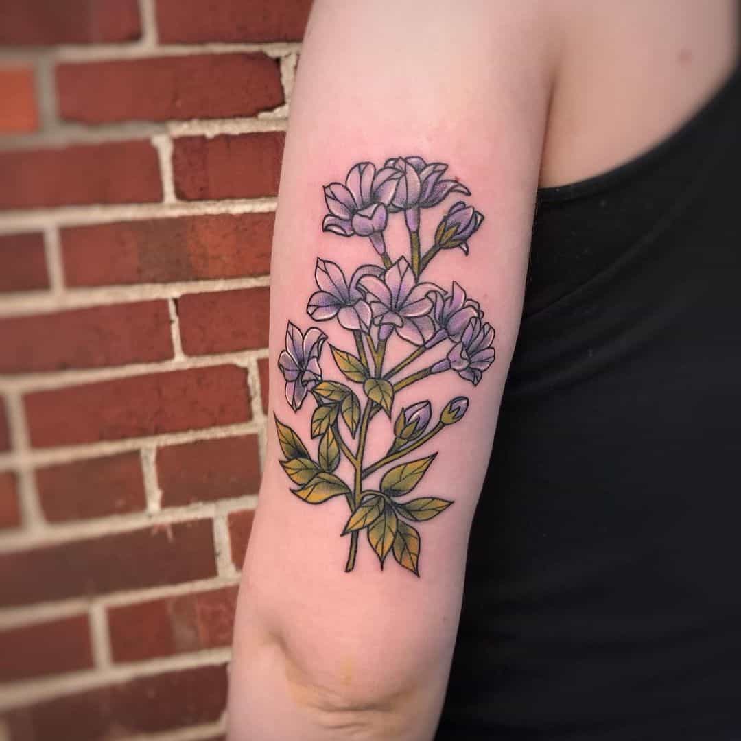 Jasmine Flower Tattoo Arm Purple Design 