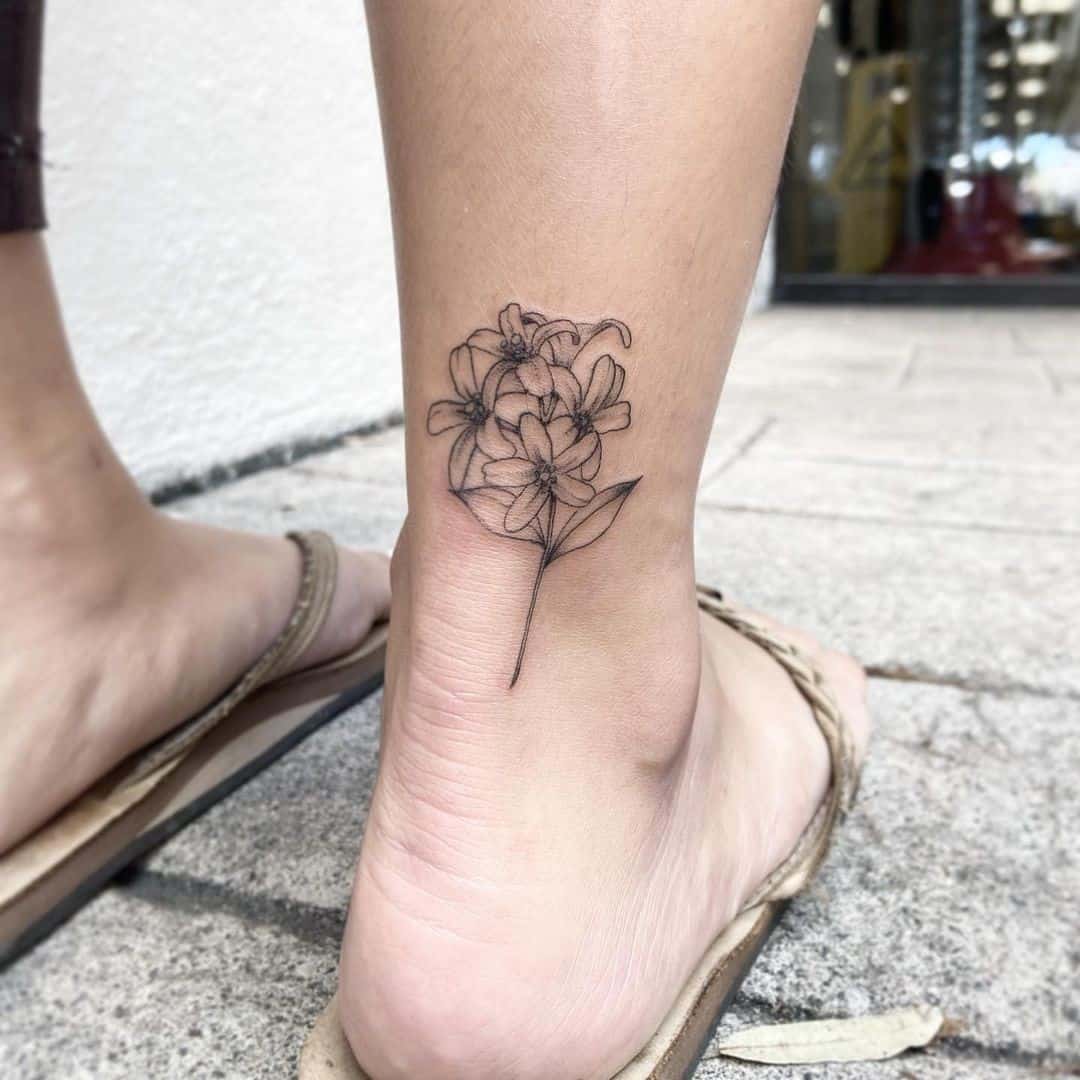 Jasmine Flower Tattoo Small Over Leg