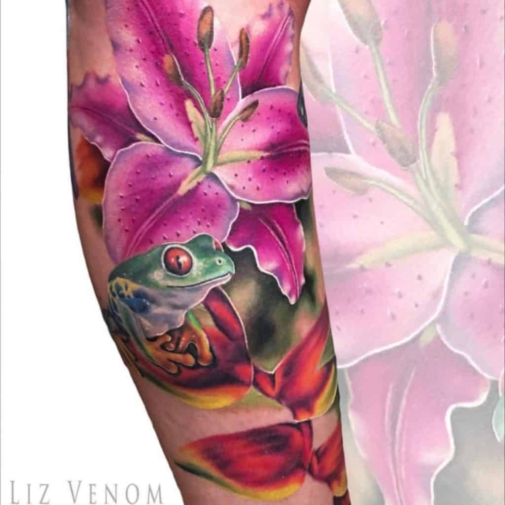 Loud & Dramatic Lily Tattoo Sleeve