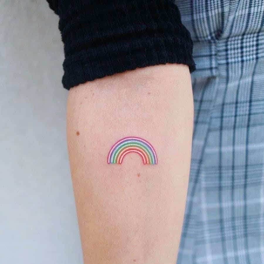 Minimalist Rainbow Tattoo Arm Print