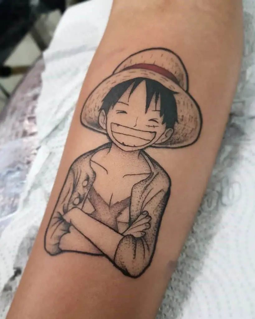 One Piece Tattoo Arm Black Print