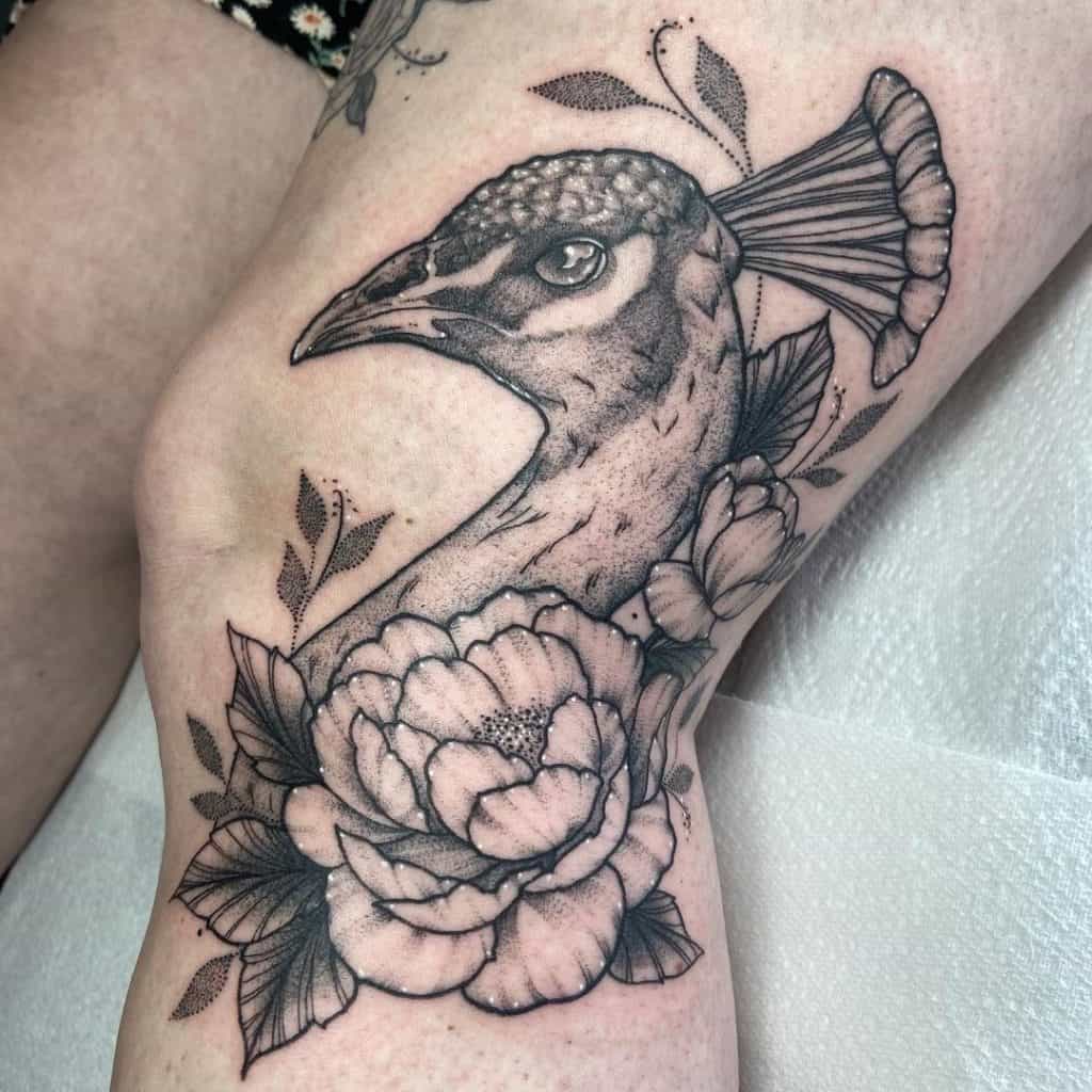 Peacock Leg Tattoo Black Ink