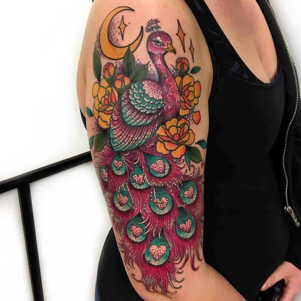 Pink Peacock Tattoo Designs 