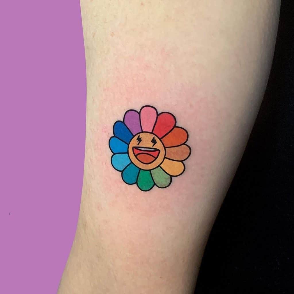 Rainbow Tattoo Flower Idea
