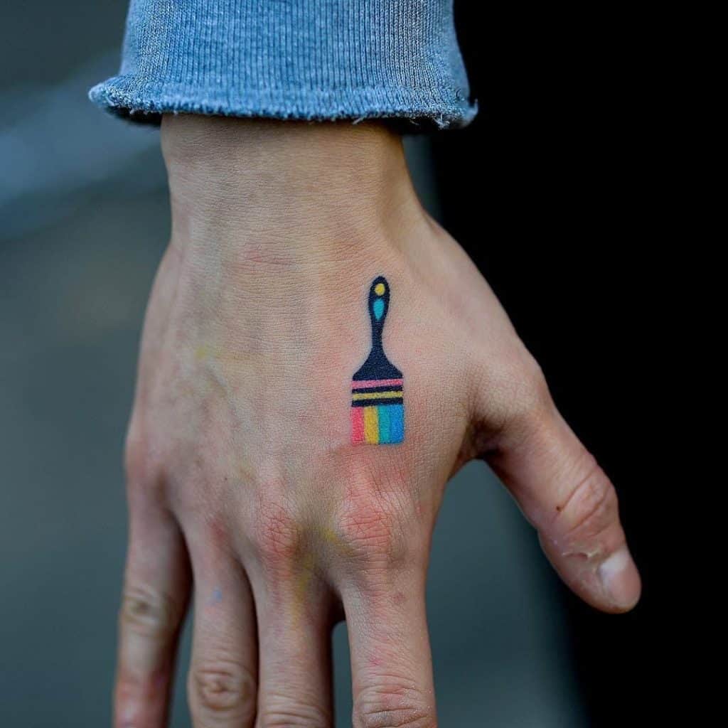 Rainbow Tattoo Small Idea Over Hand