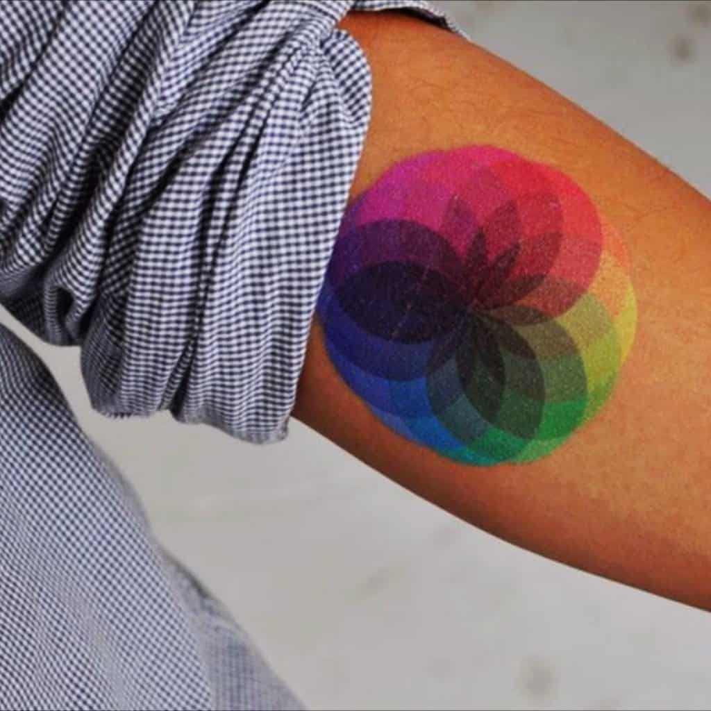 Watercolor Rainbow Tattoo Circle Design 