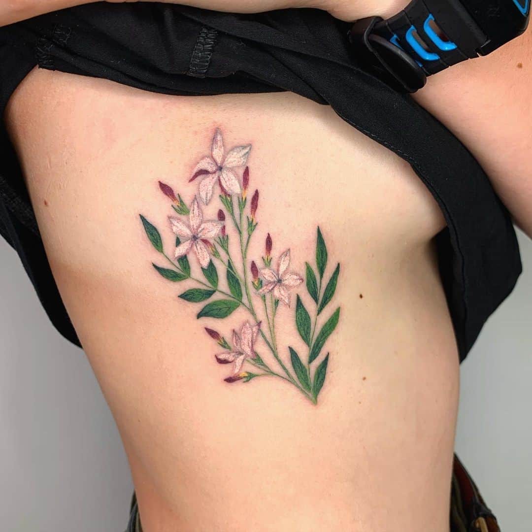 White Jasmine Flower Tattoo On The Side