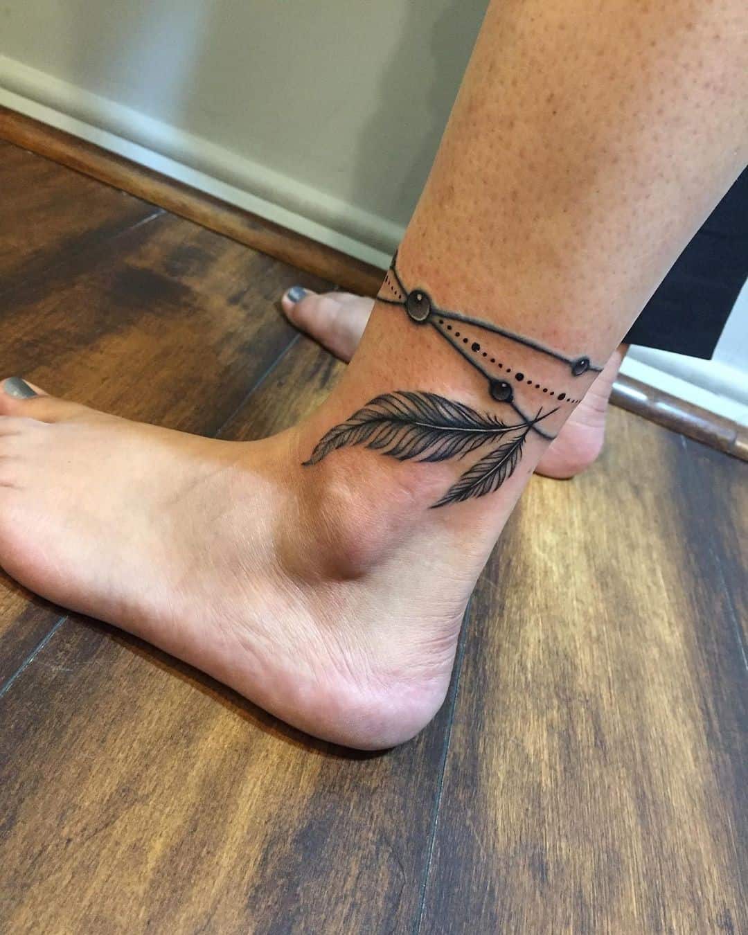 Ankle Feather Tattoo 1