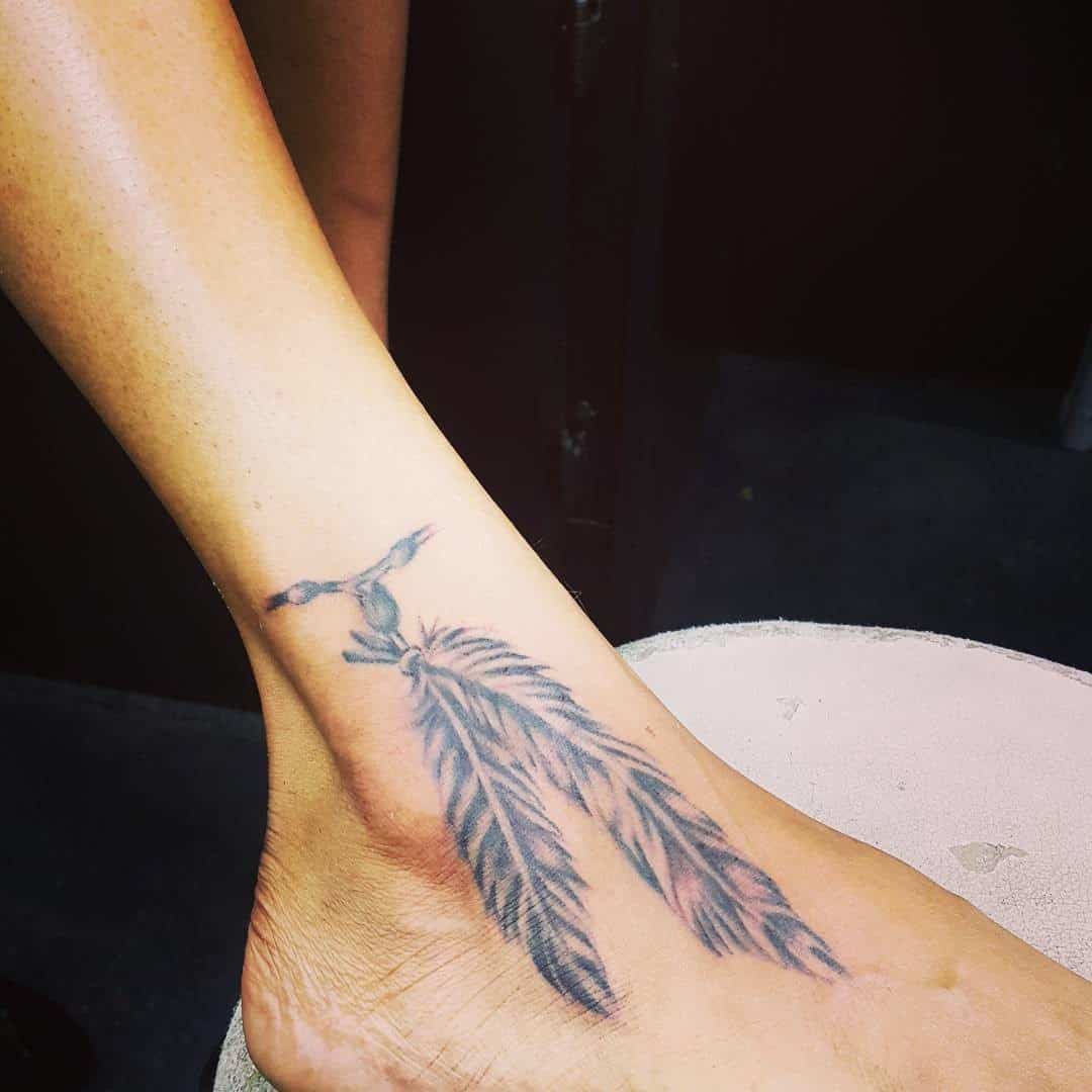 Ankle Feather Tattoo 2