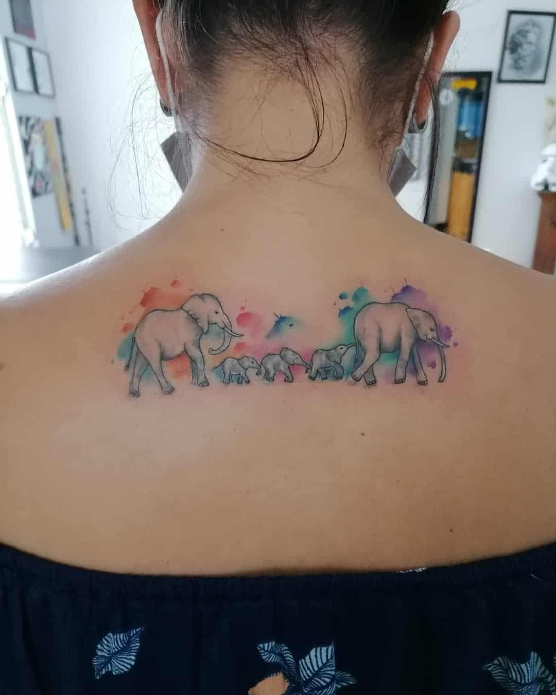 Back Mother Of 3 Tattoo Elephant Idea