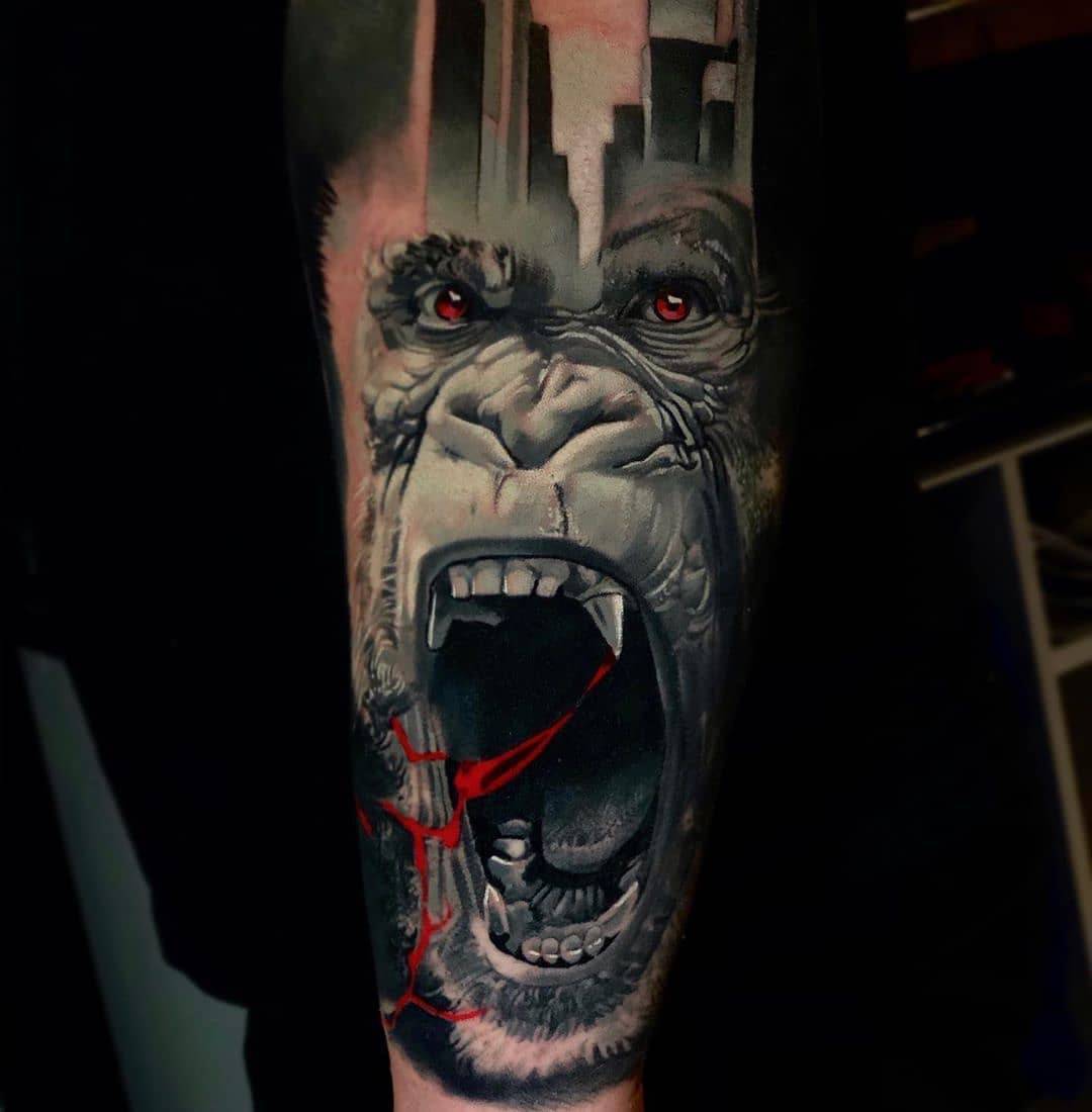 Best King Kong Tattoo Black & Red Color Combo