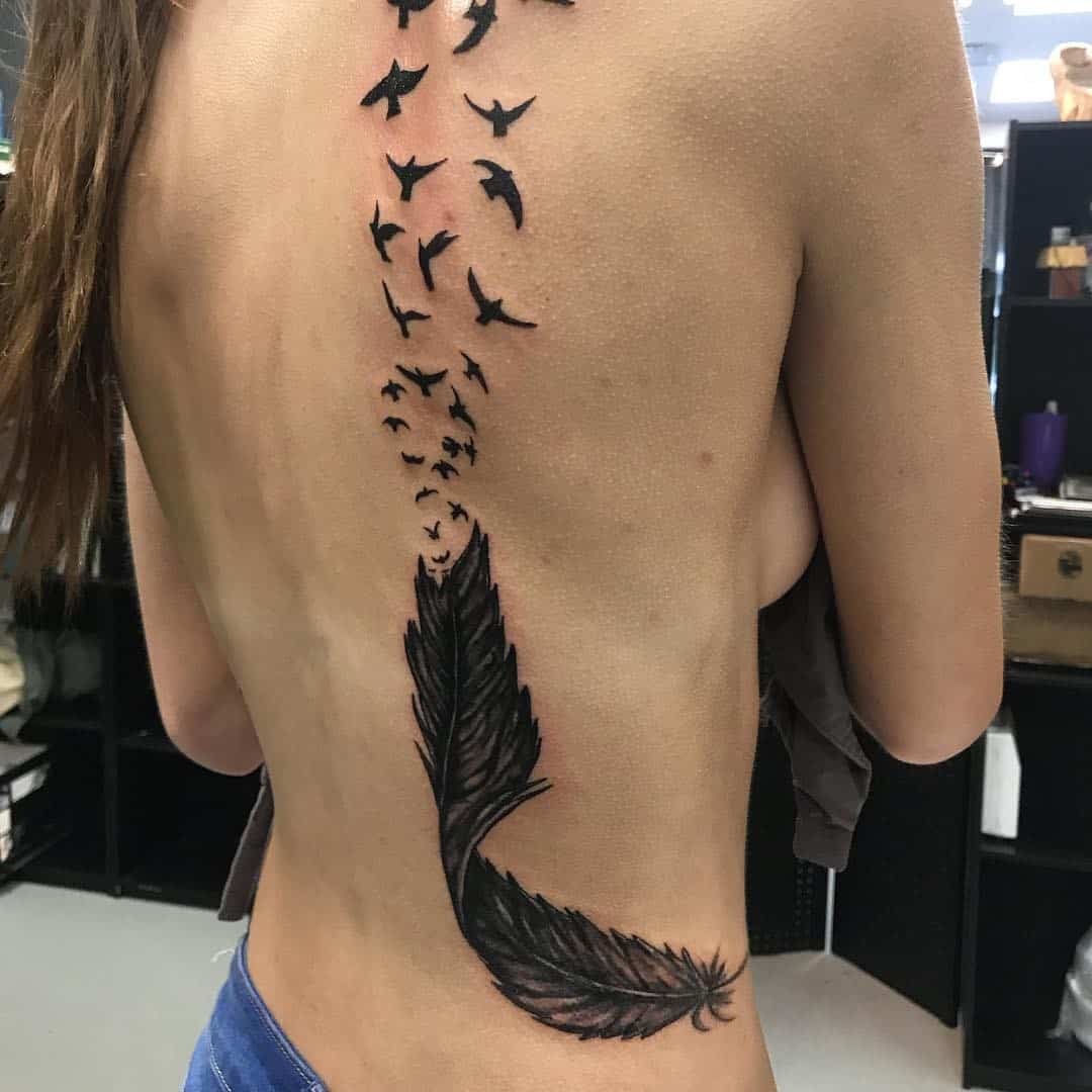 Bird with Feather Tattoo 2