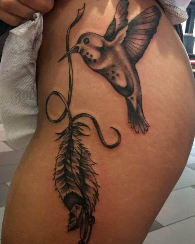 Bird with Feather Tattoo 3