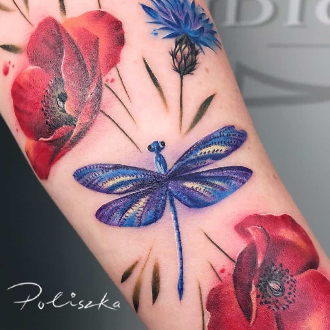 Bright Dragonfly Tattoo Idea