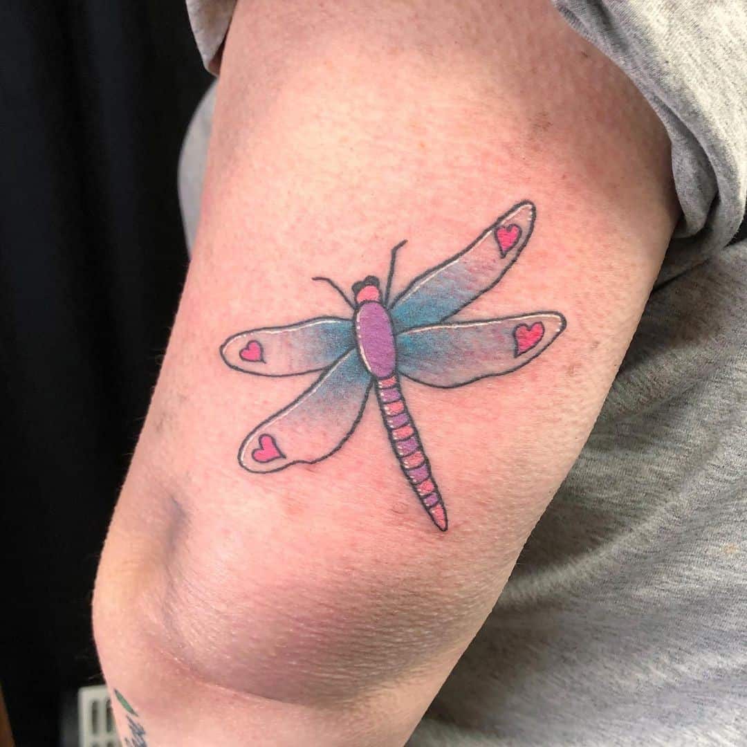 Bright Watercolor Dragonfly Tattoo