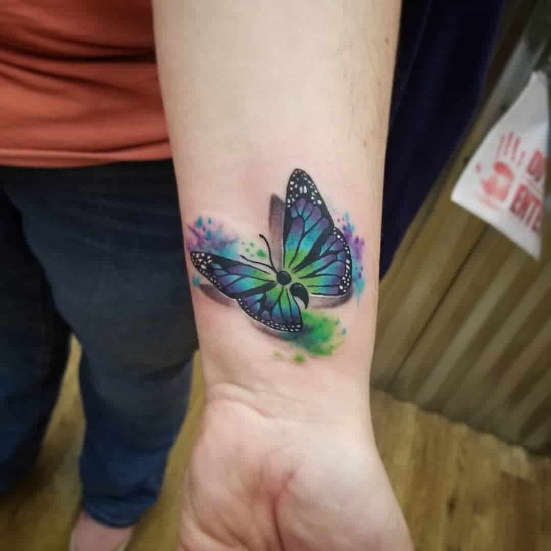 Butterfly Semicolon Tattoo Blue Art 